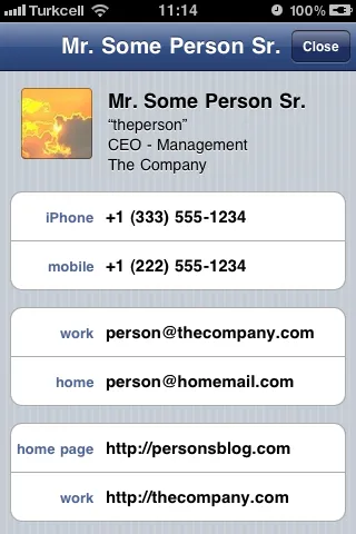 vCard including the photo!